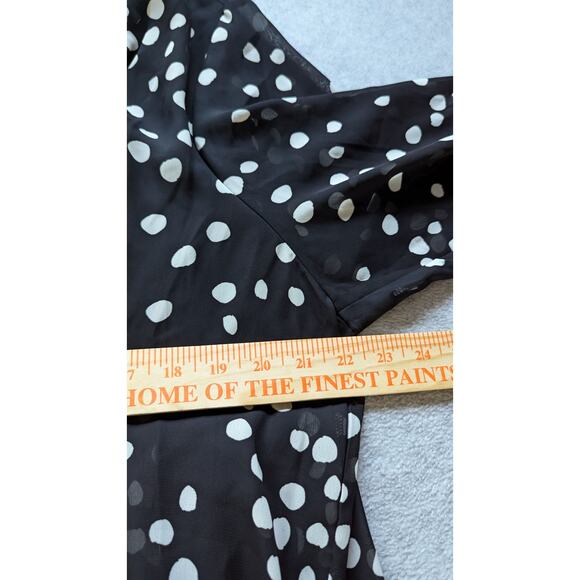 Lane Bryant Women Top Size‎ 20 NWT Tie Front Polka Dot Chiffon Puff Sleeve - Picture 8 of 9